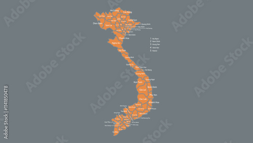Modern Map of Vietnam with Interactive Features, Flat design Vietnam outline map.