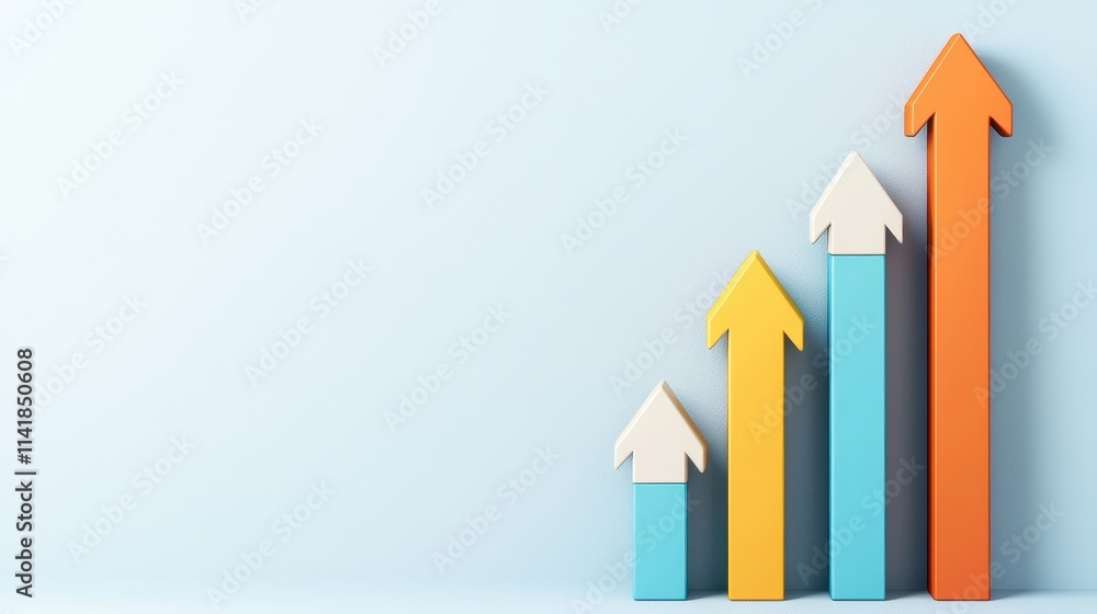 Measuring success and growth assessment concept. Colorful arrows representing growth and progress against a light background. Measuring success and growth assessment concept. Colorful arrows representing growth and progress against a light background.