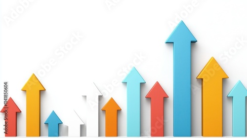 Measuring success and growth assessment concept. Colorful upward arrows represent growth and progress against a clean background.