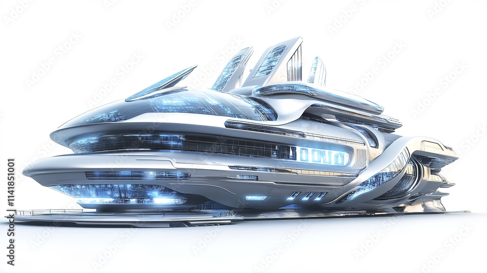 Futuristic space themed building with sleek design and advanced technology Futuristic space themed building with sleek design and advanced technology