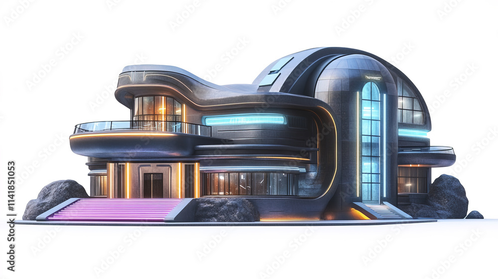Fototapeta premium Futuristic school building with sleek design and vibrant colors