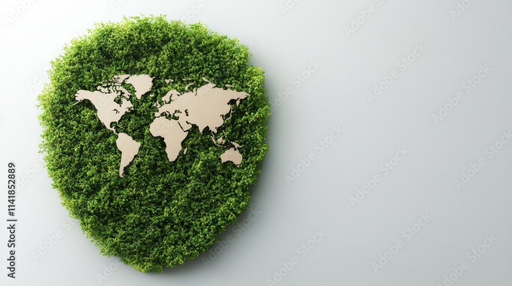 Green Earth Map on Nature Background Concept Green Earth Map on Nature Background Concept