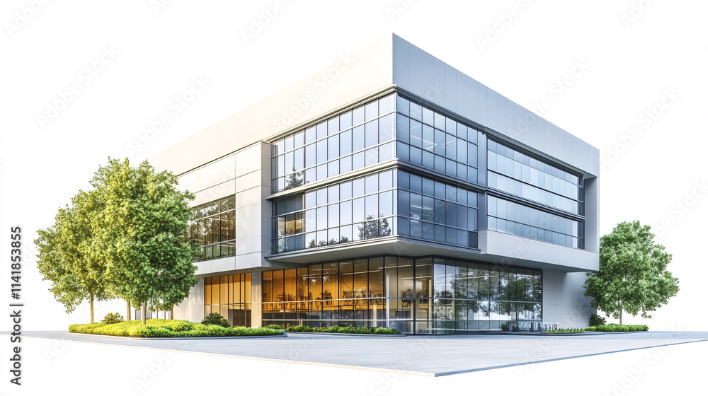 Obraz premium Modern science academy building with innovative design and greenery