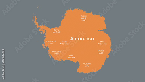 Modern Map of Antarctica with Interactive Features, Flat design Antarctica outline map.