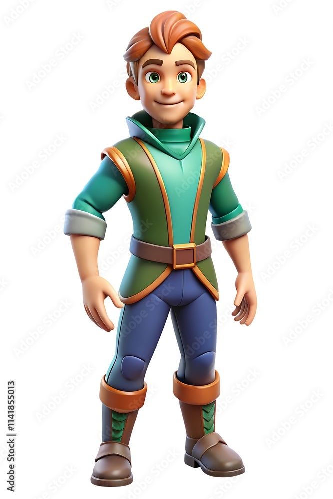 3D Gaming Style Main Character, Isolated on White Background for Gaming, 3D Man Character Ready for Action 3D Gaming Style Main Character, Isolated on White Background for Gaming, 3D Man Character Ready for Action