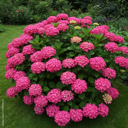 summer Beautiful  bed in a large number various zinnias grow and blossom photo