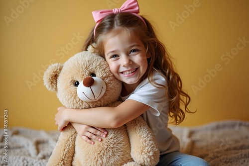 little girl with teddy bear