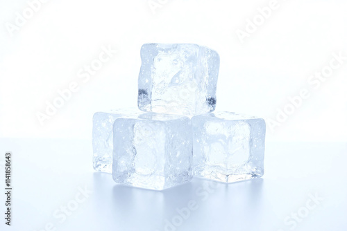 ice cubes arranged on white background