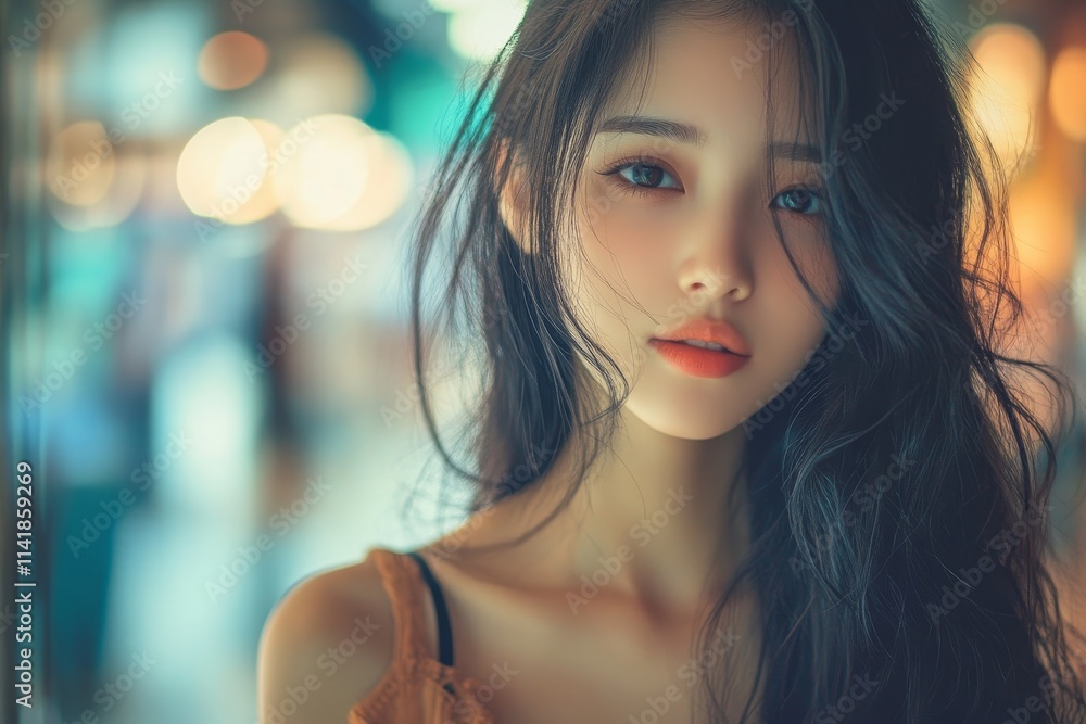 asian female considering cloth to wear on date night, Generative AI asian female considering cloth to wear on date night, Generative AI