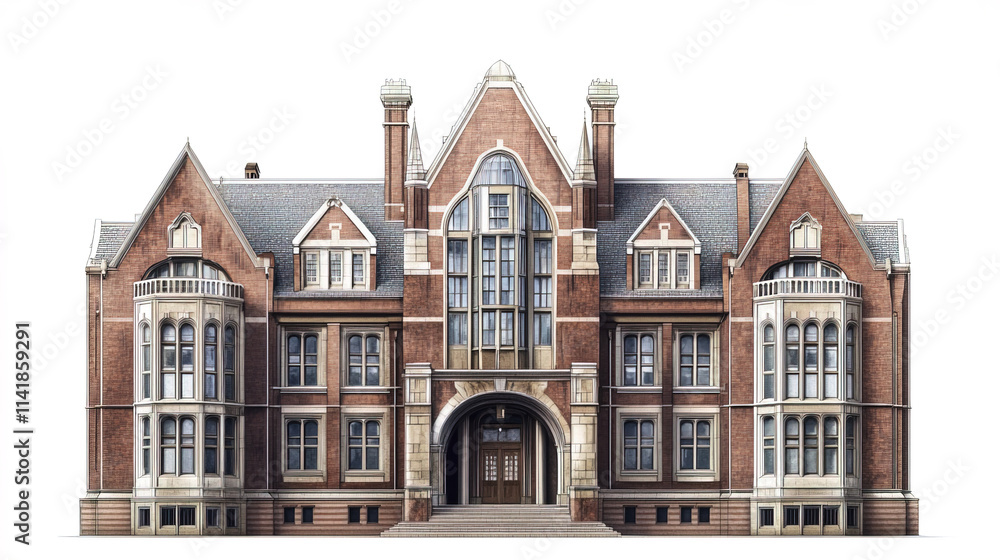 Fototapeta premium grand university building with intricate architecture and large windows