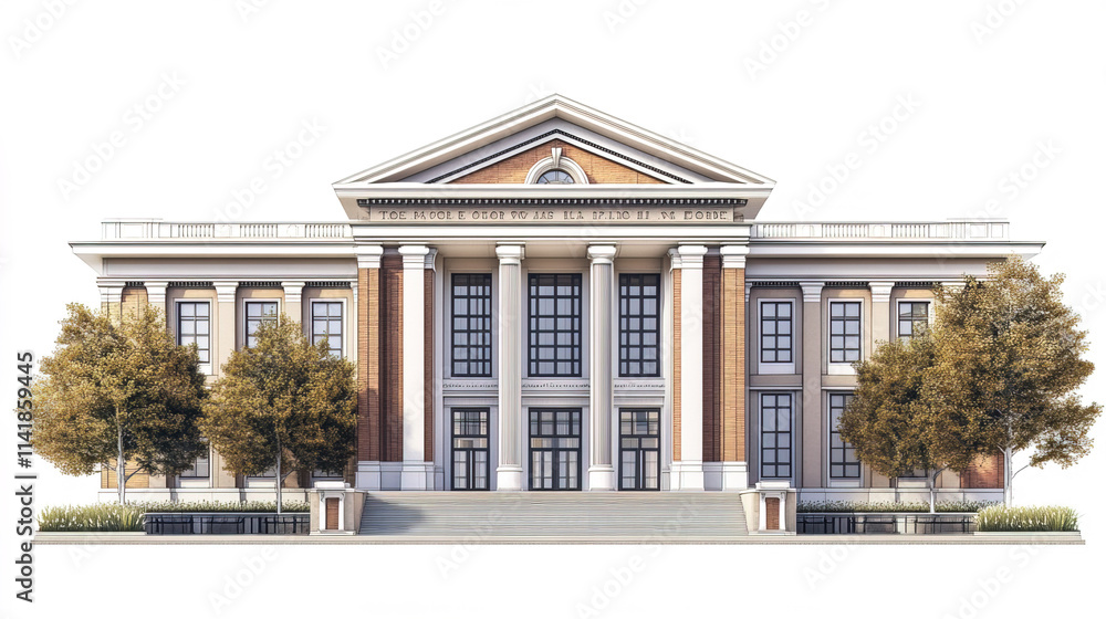 Obraz premium grand university library building with classical architecture and trees