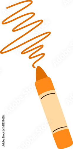 Crayon pencil. Drawing stick, wax supplier. Painting accessory for fine art. Stationery, oil pastel, colored pigments. Flat graphic vector illustration isolated on white background