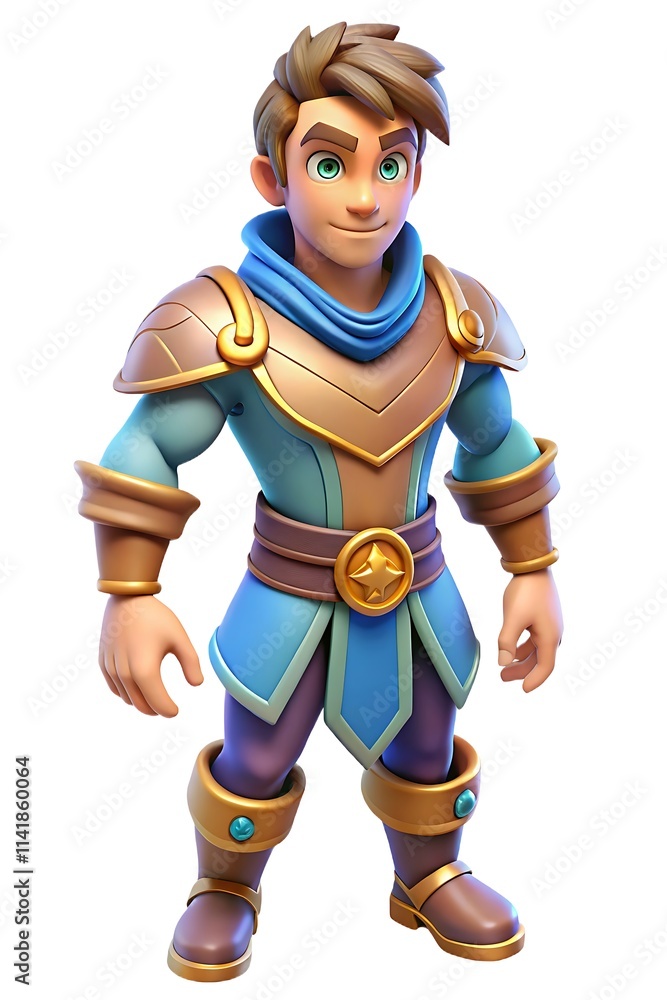 3D Warrior Character in Gaming Style, Isolated on White Background for Fantasy Gaming 3D Warrior Character in Gaming Style, Isolated on White Background for Fantasy Gaming