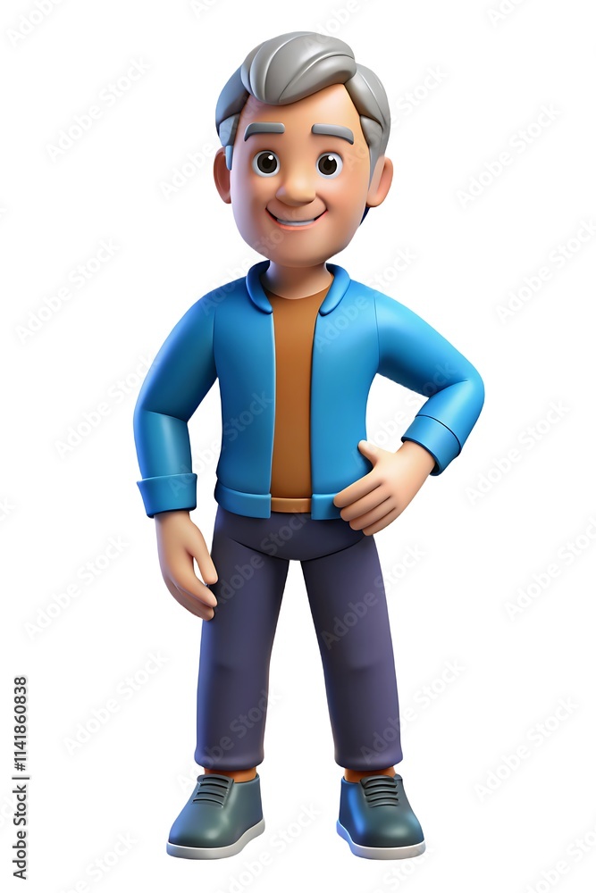 Hombre de estilo de juego 3D con ropa informal, aislado sobre fondo blanco, perfecto para diseños de juegos Hombre de estilo de juego 3D con ropa informal, aislado sobre fondo blanco, perfecto para diseños de juegos