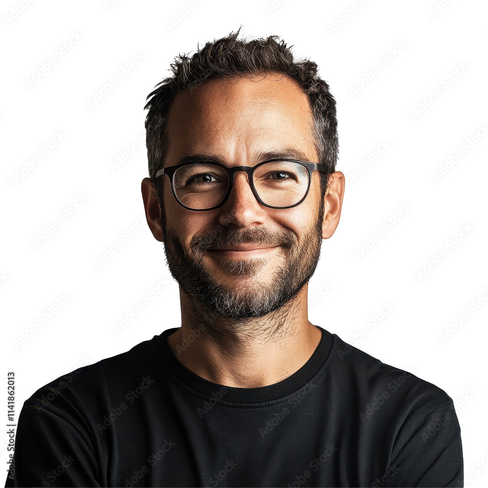 Portrait of a Smiling Man with Glasses on a Bright Background Capturing Genuine Happiness Portrait of a Smiling Man with Glasses on a Bright Background Capturing Genuine Happiness