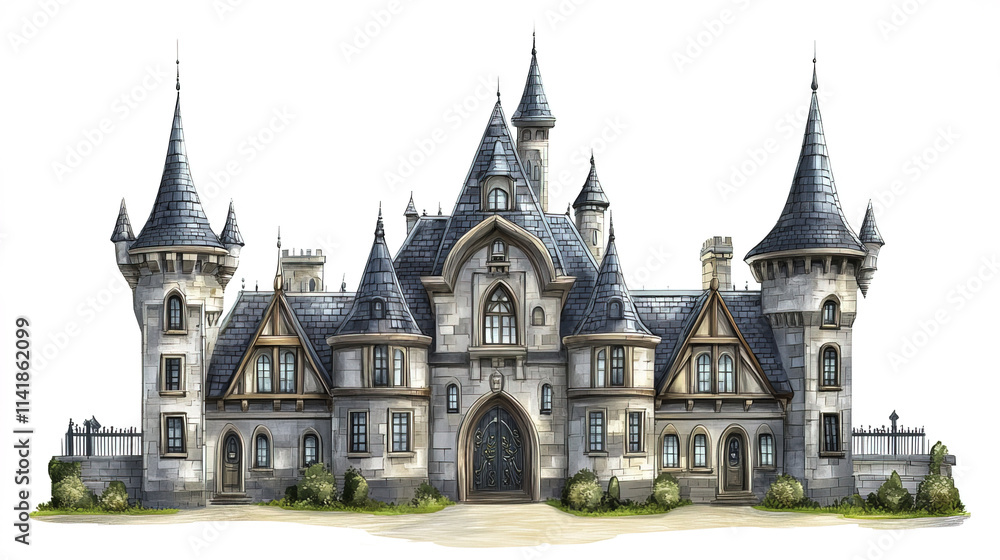 Majestic castle like school building with fantasy theme and intricate design Majestic castle like school building with fantasy theme and intricate design
