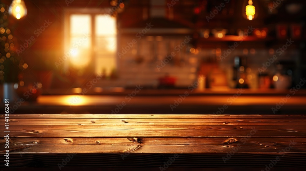 A warm, inviting kitchen scene at sunset, featuring a rustic wooden table and soft lighting creating a cozy atmosphere. A warm, inviting kitchen scene at sunset, featuring a rustic wooden table and soft lighting creating a cozy atmosphere.