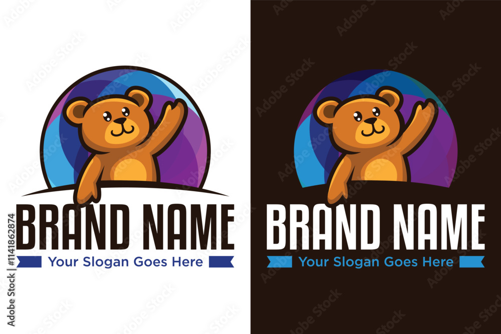 Fototapeta premium modern funny bear mascot vector illustrator logo design