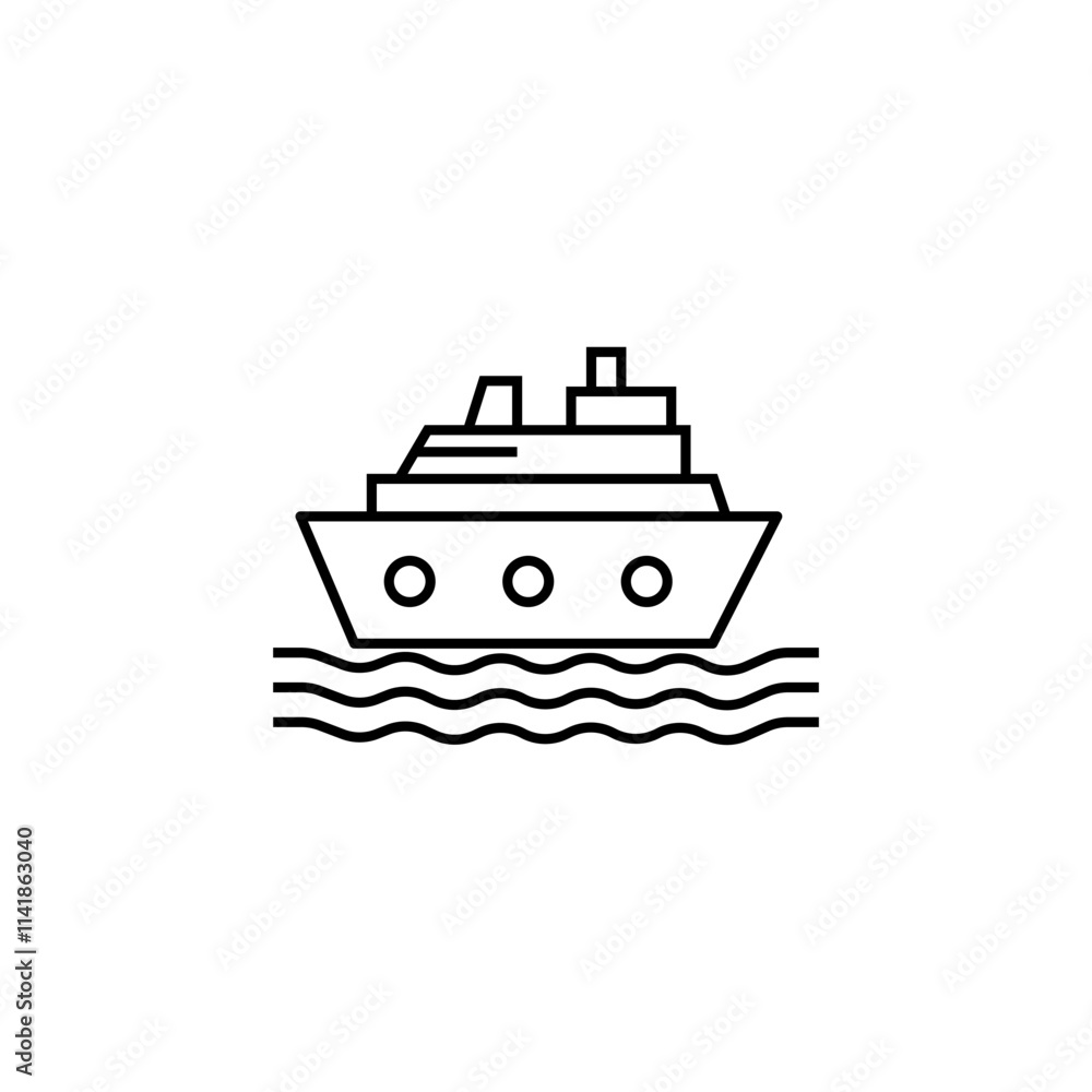 Cruise Ship icon isolated on white Cruise Ship icon isolated on white
