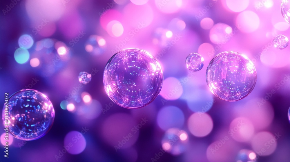 Purple Bubbles Floating in a Dreamlike Setting Purple Bubbles Floating in a Dreamlike Setting