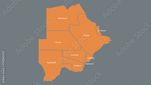 Modern Map of Botswana with Interactive Features, Flat design Botswana outline map.