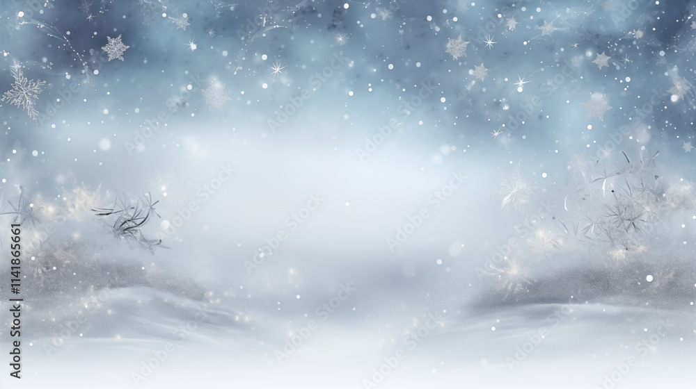 Dreamy snowy winter forest in snowstorm with snowflakes Dreamy snowy winter forest in snowstorm with snowflakes