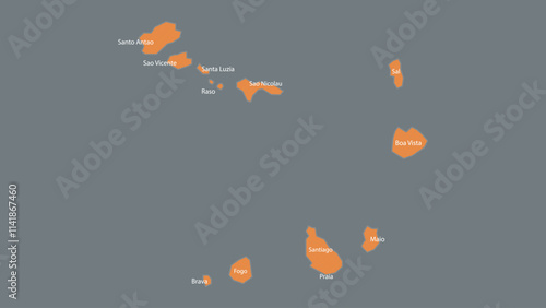 Modern Map of Cape Verde with Interactive Features, Flat design Cape Verde outline map.
