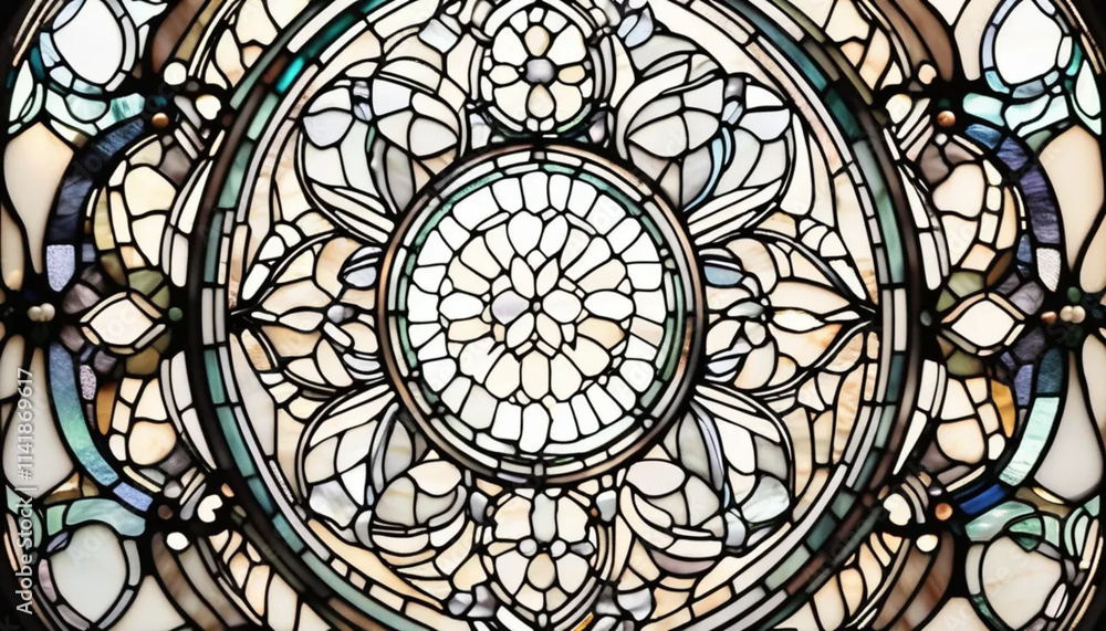White round stained glass as a background.