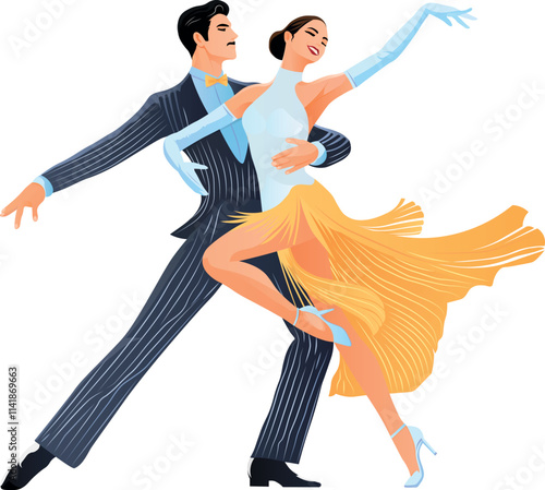 Dancing couple in classical ballroom dance