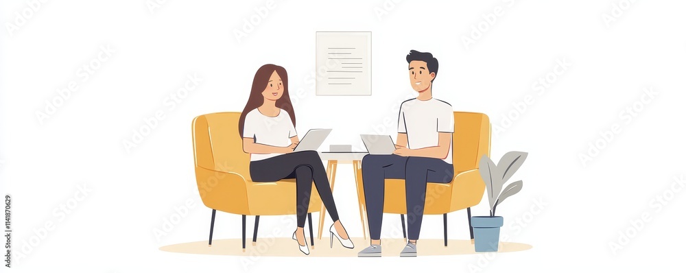 Psychology, Happy asian young couple, patient consulting problem mental health with psychologist, psychiatrist at clinic together, relationship, Generative AI Psychology, Happy asian young couple, patient consulting problem mental health with psychologist, psychiatrist at clinic together, relationship, Generative AI