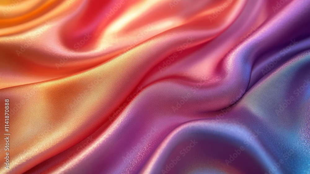 Fototapeta premium Rainbow Wavy Satin Background, Generative AI