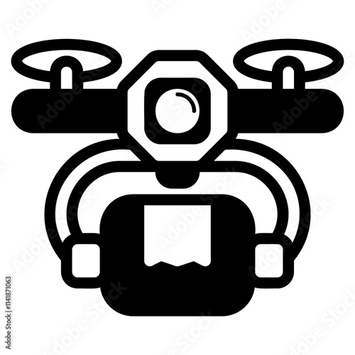 Drone delivery black glyph  style icon