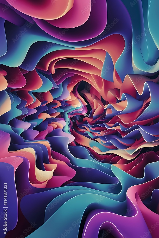 Obraz premium Abstract 3d gradient wavy shapes composition background vector illustration