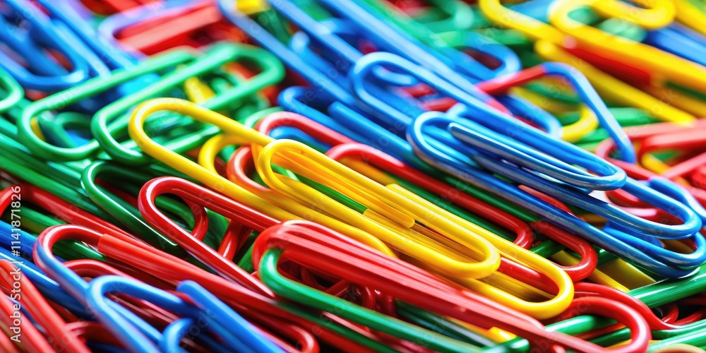 Rule of thirds composition elevates this photo of colorful paperclips; red, blue, green, and yellow office supplies pop. Rule of thirds composition elevates this photo of colorful paperclips; red, blue, green, and yellow office supplies pop.