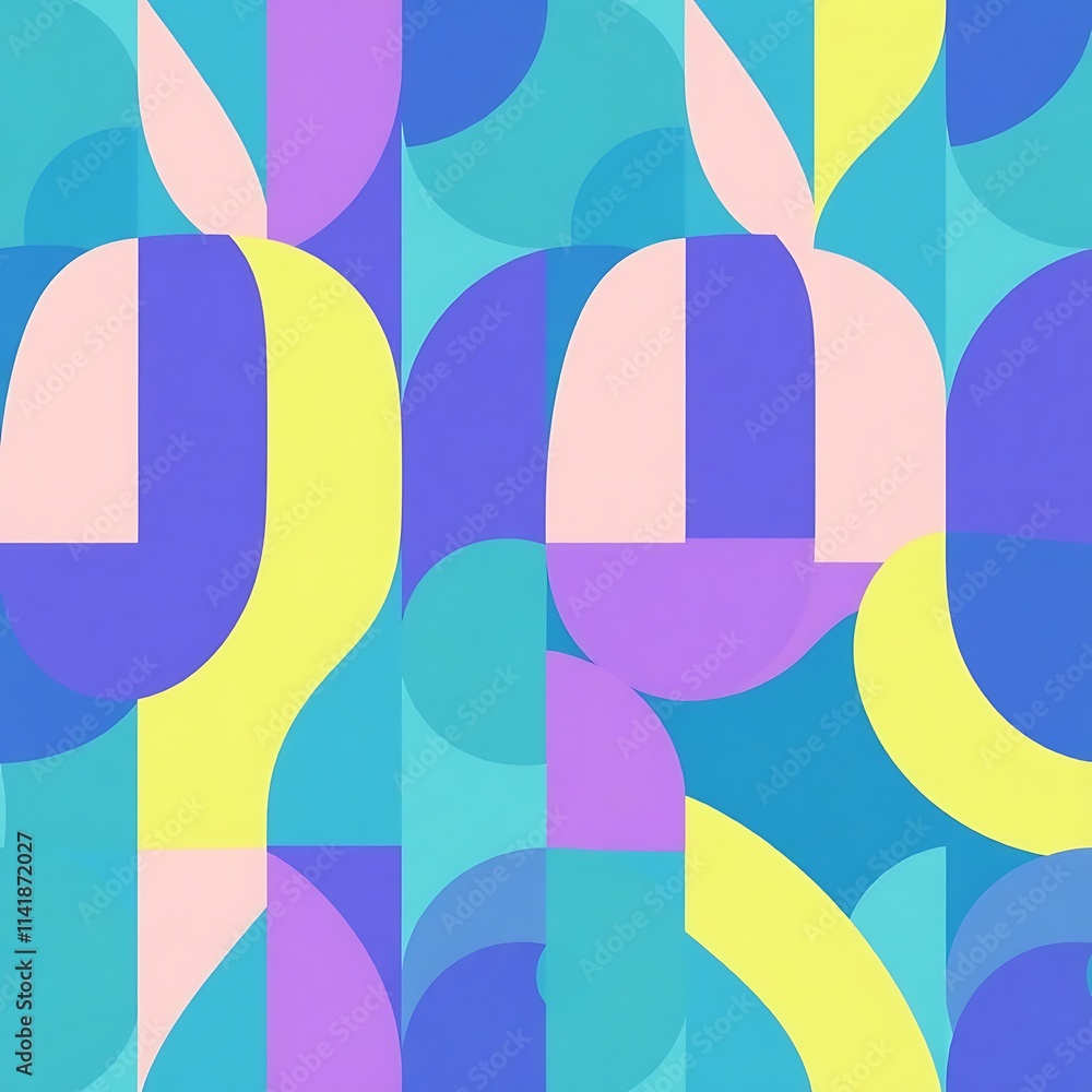 Abstract Geometric Pattern: Teal, Purple, and Yellow Abstract Geometric Pattern: Teal, Purple, and Yellow