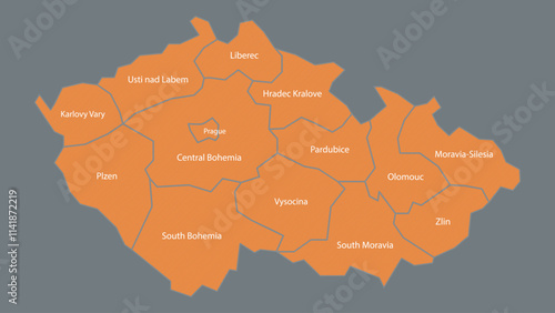 Modern Map of Czech Republic with Interactive Features, Flat design Czech Republic outline map.