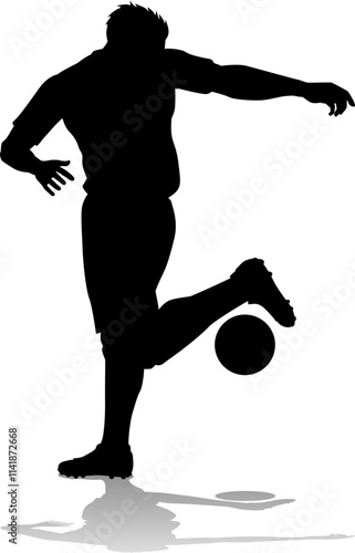 A soccer or football player male silhouette man