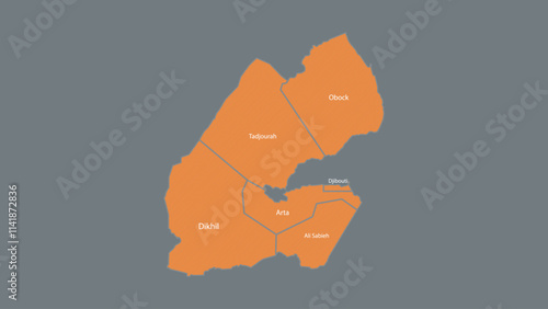 Modern Map of Djibouti with Interactive Features, Flat design Djibouti outline map.
