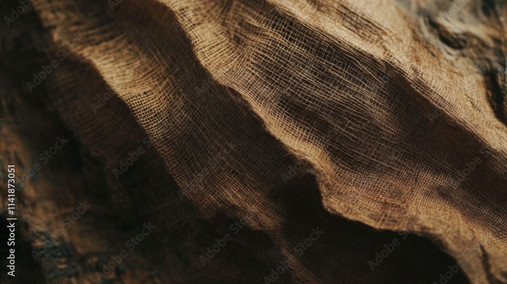 Fototapeta premium Brown Fabric Texture Shows Woven Detail