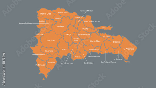 Modern Map of Dominican Republic with Interactive Features, Flat design Dominican Republic outline map.