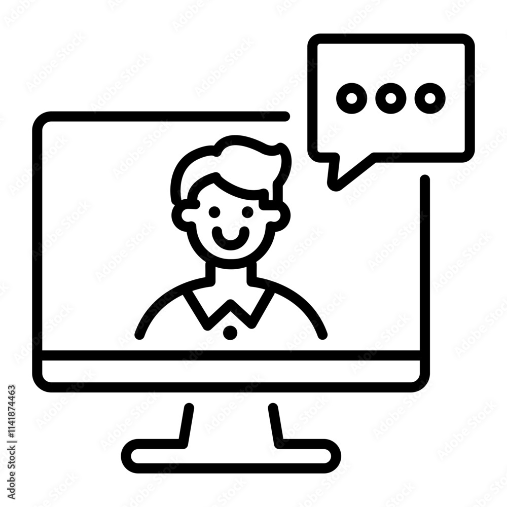 Online mentoring icon in linear style Online mentoring icon in linear style
