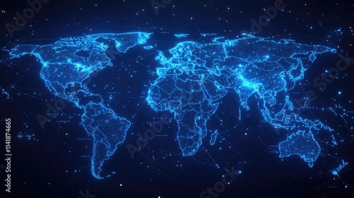 Wallpaper Mural A detailed world map with country borders outlined in blue, designed for use in business reports, infographics, or global tourism annual reports Torontodigital.ca