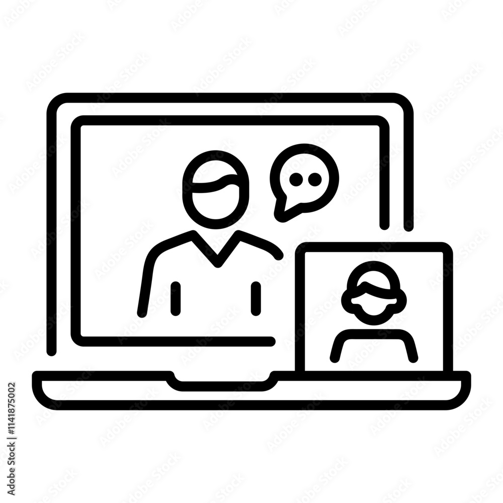 Online meeting icon in line style Online meeting icon in line style