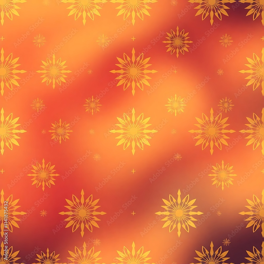 Golden Mandala on Blurred Orange Background: This abstract pattern features intricate, gold-colored mandalas against a warm, blurred orange backdrop, creating a captivating, ethereal aesthetic. Golden Mandala on Blurred Orange Background: This abstract pattern features intricate, gold-colored mandalas against a warm, blurred orange backdrop, creating a captivating, ethereal aesthetic.