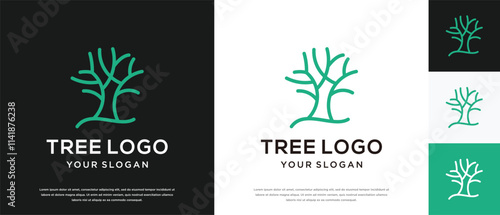 Vector growth tree logo design. Nature tree logo template. Growth logo symbol icon