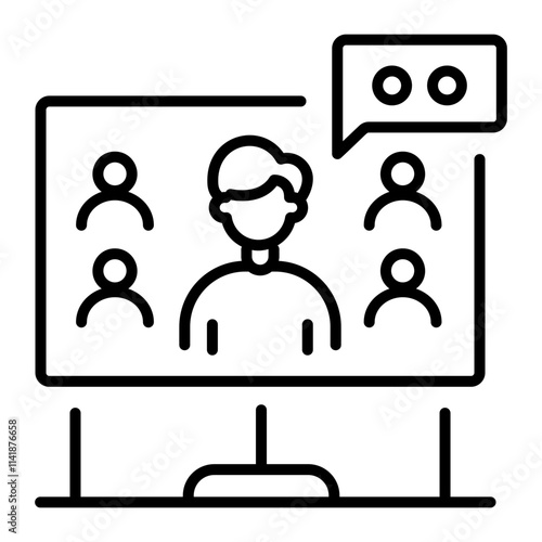 Digital chat among different peoples, line style icon 