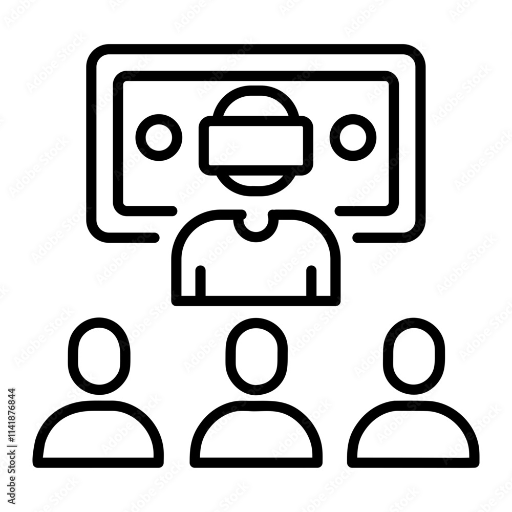 Virtual reality conference icon in line style Virtual reality conference icon in line style