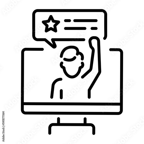 Online testimonials icon in linear style 
