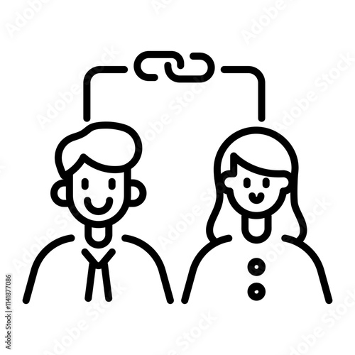 People linking icon in linear style 