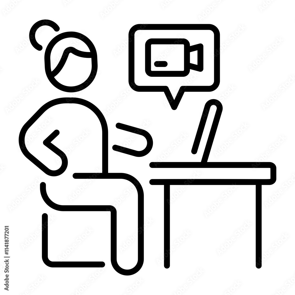 Video communication icon in linear style Video communication icon in linear style